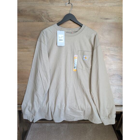 Carhartt Other - NWT Carhartt T Shirt Mens XL Khaki Flame Resistant Force Loose Fit Long Sleeve